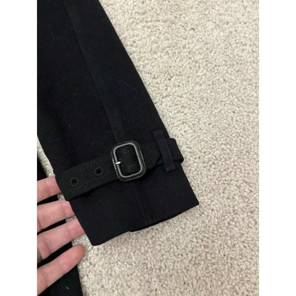 Burberry London Wool Cashmere Black Trench Coat Double Breasted Belt US 10 - Picture 2 of 9